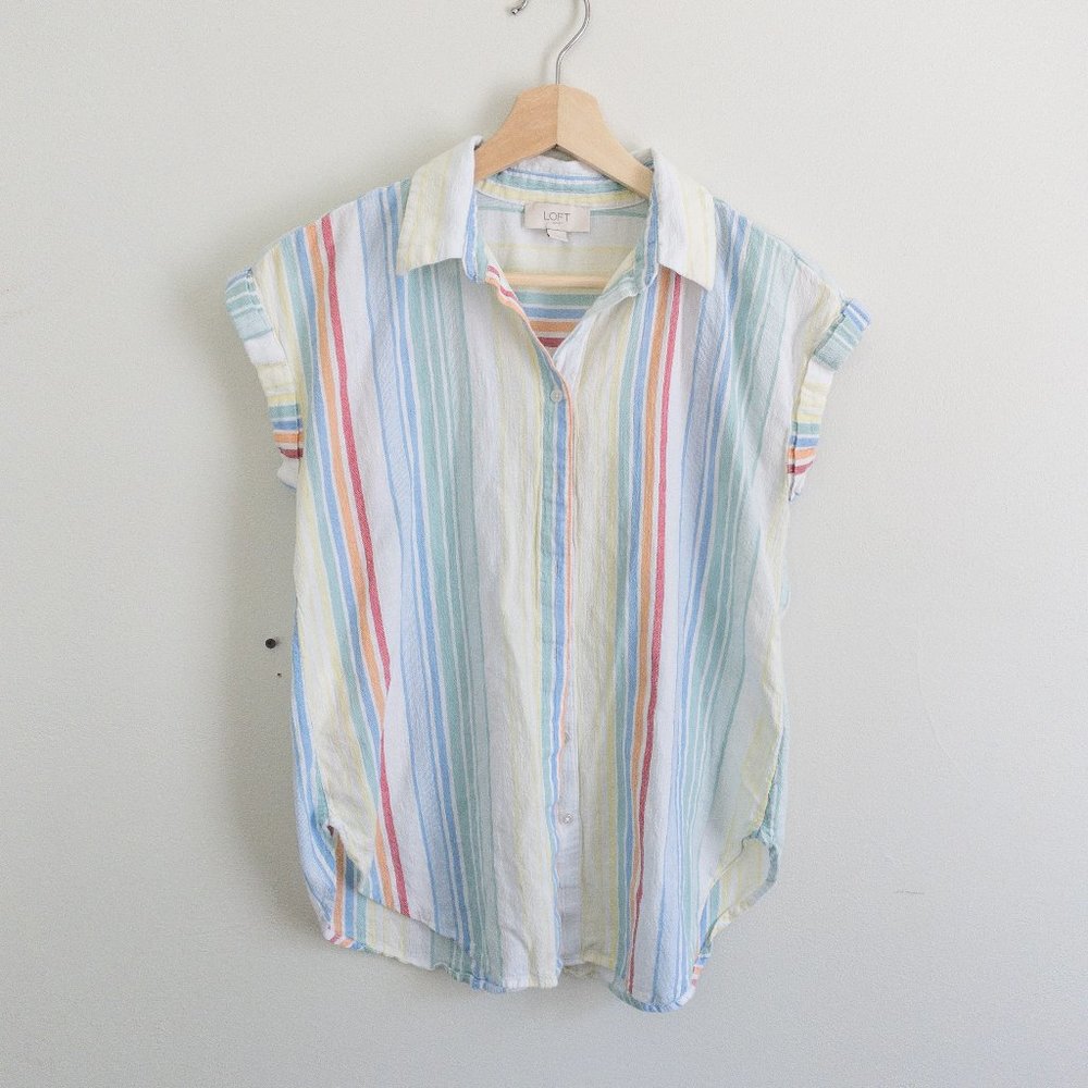 Loft Striped Button Down Top - image 1